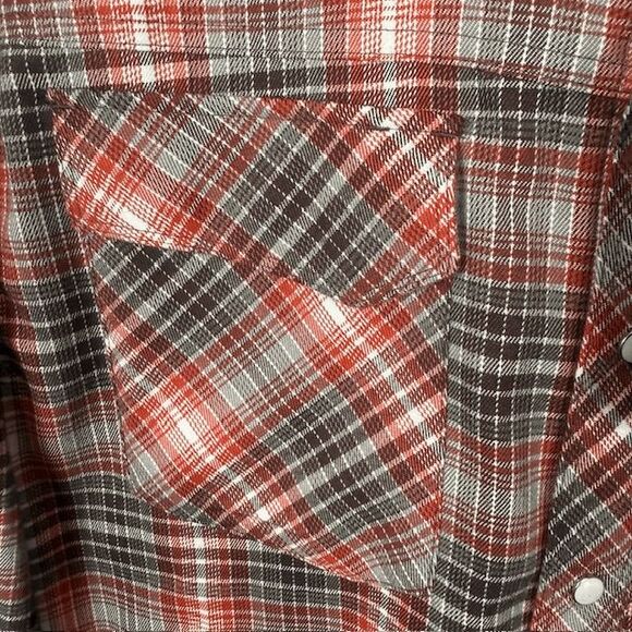 NWT SIMMS Gallatin Long Sleeve Flannel Shirt Orange Plaid Pearl Snap Size Medium - Picture 4 of 16